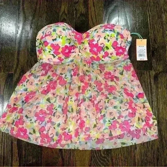Women's Floral Print Tankini Top - Kona Sol Multi :Target. Size M. New with tags - Picture 2 of 5